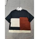 NASIQXB Women's Short Sleeve Color Block Casual Loose Blouse T Shirts