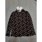Mzkdieey Women's Fashion Floral Print Tops Polka Dot Blouse Casual Long Sleeve T Shirts