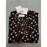 Mzkdieey Women's Fashion Floral Print Tops Polka Dot Blouse Casual Long Sleeve T Shirts