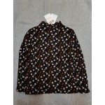 Mzkdieey Women's Fashion Floral Print Tops Polka Dot Blouse Casual Long Sleeve T Shirts