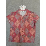 Zeiyignr Women's Casual Shirts Short-Sleeved Plaid Button Up Blouse