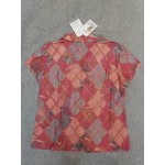 Zeiyignr Women's Casual Shirts Short-Sleeved Plaid Button Up Blouse