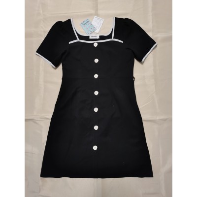 TBSPRJLT Women's Short Sleeve Soft Square Neck Button Down Dress