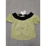 FDUUWOkD Women's Elegant Polka Dots Print Short-Sleeved Blouse Top