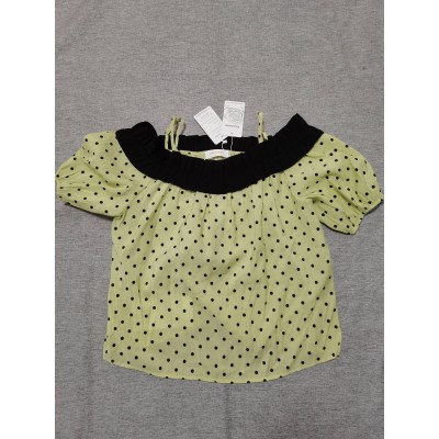 FDUUWOkD Women's Elegant Polka Dots Print Short-Sleeved Blouse Top