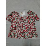 PDFBR Womens Tops Floral Summer Square Neck Blouse Short Sleeve Up Shirts