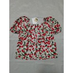 PDFBR Womens Tops Floral Summer Square Neck Blouse Short Sleeve Up Shirts