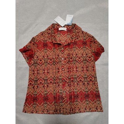 Adpan Women's Tops Casual Blouse Short Sleeve Buttons Up Floral T-Shirts