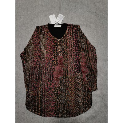 QHRMKOG Women's Pullover Floral Print Long Sleeve V Neck Blouse