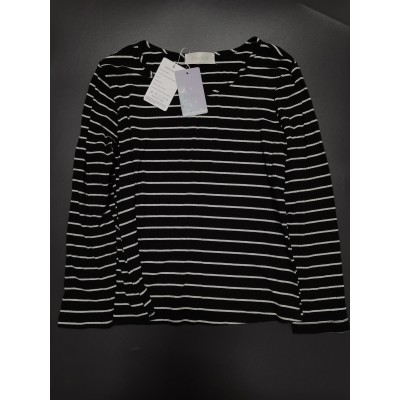Caoblia Women's Tops Crewneck Sweatshirt Long Sleeve Striped Blouse Top