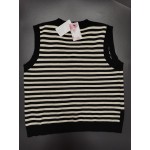 Lksixu Women's Stripe Sleeveless V Neck Knit Crop Top Sweater Vest