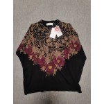 Taqqpue Women's Floral Print Long Sleeve Crewneck Casual Loose Knitted Pullover Sweater Tops
