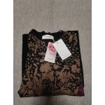 Taqqpue Women's Floral Print Long Sleeve Crewneck Casual Loose Knitted Pullover Sweater Tops