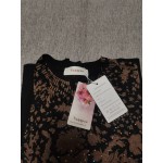 Taqqpue Women's Floral Print Long Sleeve Crewneck Casual Loose Knitted Pullover Sweater Tops
