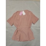 AETYLK Women's Casual Short Sleeve V Neck Dress Tie Front Button Up Mini Dresses