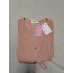 AETYLK Women's Casual Short Sleeve V Neck Dress Tie Front Button Up Mini Dresses