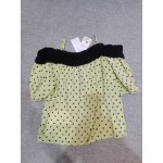 FAIOROI Women's Elegant Polka Dots Print Short-Sleeved Blouse Top