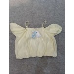 Mnyotv Cold Shoulder Frill Trim Spaghetti Strap Baggy Blouse yellow