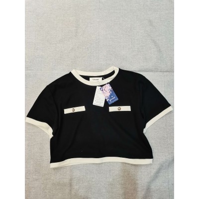Vdoaml CROP TOP Short Sleeve round Neck Blouse T-shirt