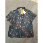 Lixmnse Women's Floral Embroidered Button Down Shirt Graphic Pattern Short Sleeve Tops Casual Blouses