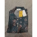 Lixmnse Women's Floral Embroidered Button Down Shirt Graphic Pattern Short Sleeve Tops Casual Blouses