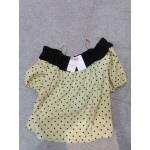 nhApmj Women's Strap Cold Shoulder Tops Lantern Polka Dot Short Sleeve Shirt Blouse