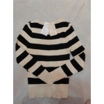 Ptauao Women's Long Sleeve Crew Neck Striped Color Block Casual Loose Knitted Pullover Sweater Tops