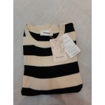Ptauao Women's Long Sleeve Crew Neck Striped Color Block Casual Loose Knitted Pullover Sweater Tops