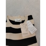Ptauao Women's Long Sleeve Crew Neck Striped Color Block Casual Loose Knitted Pullover Sweater Tops