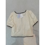 QQNHM Womens Tops Hollow Out Basic Casual Loose Ladies Blouse Short Sleeve Cheongsam