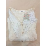 wadyob Womens Tops Lovely Crochet See-Through Cardigan Button Down Short Sleeve Blouse