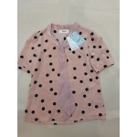 Qdahuk Women's Summer Casual Polka Dot Short Sleeve V-Neck T-Shirt Loose Blouse with Necktie