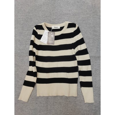 Sunaei Women's Tops Striped Long Sleeve Crewneck Sweater Blouse