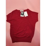 FAEXUM Womens Tops Short Sleeve Sweaters Summer Lightweight Knit Shirts Pullover Tops Casual Loose Fit Crew Neck Soft Blouses Red