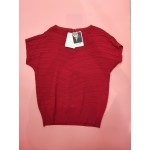 FAEXUM Womens Tops Short Sleeve Sweaters Summer Lightweight Knit Shirts Pullover Tops Casual Loose Fit Crew Neck Soft Blouses Red