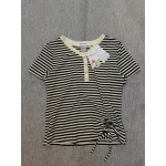 NTRiLkUR Womens Tops Short Sleeve Striped Tee Shirts V Neck Button Up Blouse