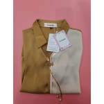 PrvdeBri Women's Short Sleeve Two-Tone Shirt Casual Summer Blouses Tops