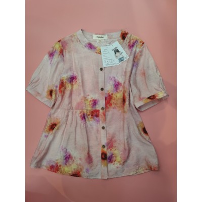 Bpmpbo Womens Tops Short Sleeve Blouse Button Up Floral Print T Shirts