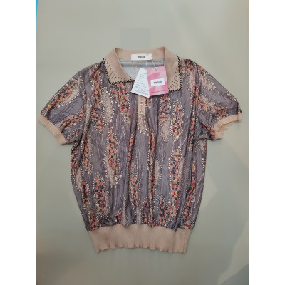 Ntpkop Womens Dressy Casual Tops Collared Casual Short Sleeve Knitted Blouses