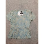 Quwlolw Womens Vintage Short Sleeve Floral Print Blouse