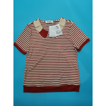 HAJWOH Womens Short Sleeve T Shirts Striped Collared T Shirts Blouses