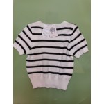 Ljudmp Womens Square Neck Short Sleeve Knitted Sweater Striped Blouses