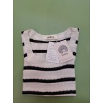 Ljudmp Womens Square Neck Short Sleeve Knitted Sweater Striped Blouses