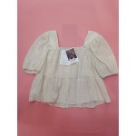 chcnngaa Womens Tops Button Down Square Neck Polka Dot Short Sleeve Blouses
