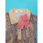 EEVUUT Womens Knitted Shirts Blouses Short Sleeve Collared Blouses