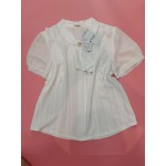 Dzwdwz White Blouses Chiffon Ruffle Short Sleeve Collared Business Casual Tops Summer Cute Shirt