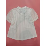 Dzwdwz White Blouses Chiffon Ruffle Short Sleeve Collared Business Casual Tops Summer Cute Shirt