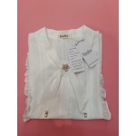 Dzwdwz White Blouses Chiffon Ruffle Short Sleeve Collared Business Casual Tops Summer Cute Shirt